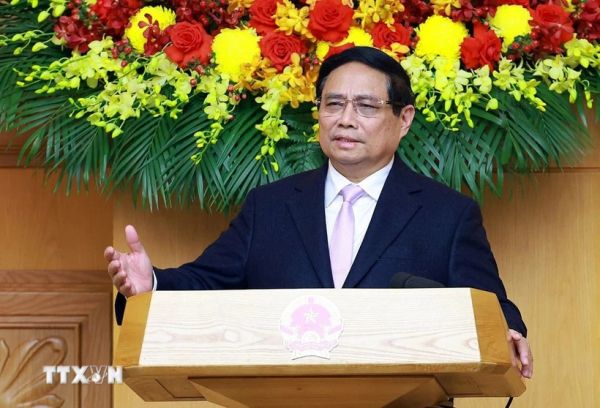 Thủ tướng Phạm Minh Chính phát biểu tại cuộc tọa đàm với các doanh nghiệp ASEAN.