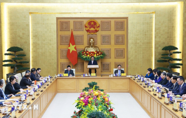 Thủ tướng Phạm Minh Chính phát biểu tại cuộc tọa đàm với các doanh nghiệp ASEAN.