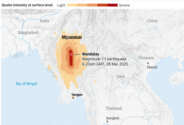 Nguyên nhân nào dẫn đến động đất kinh hoàng ở Myanmar? -0
