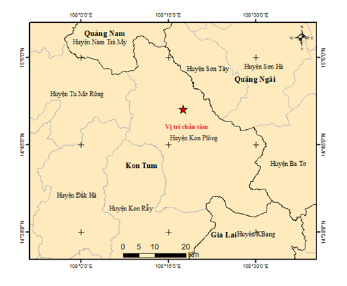 Sáng 31/3, liên tiếp 4 trận động đất ở Kon Tum  -0
