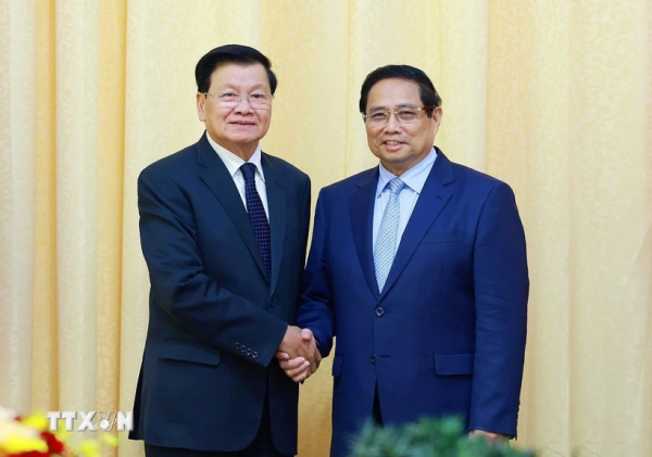 Thủ tướng Phạm Minh Chính tiếp Tổng Bí thư, Chủ tịch nước Lào -0