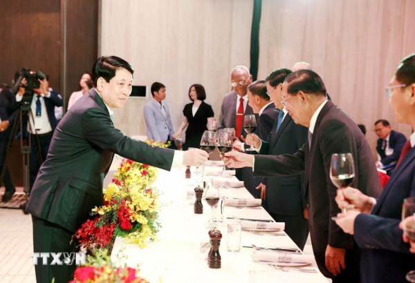 Chủ tịch nước Lương Cường chủ trì chiêu đãi trưởng đoàn các nước dự lễ kỷ niệm -0
