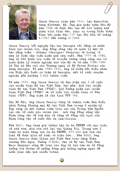Cựu chiến binh Chuck Searcy: Tôi tự hào vì được người Việt Nam đón nhận -0