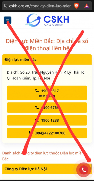 Cảnh báo trang web lừa đảo, giả mạo Tổng công ty Điện lực miền Bắc -1