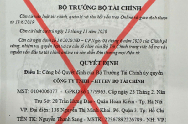 Cảnh báo giả danh Bộ Tài chính để lừa đảo -0