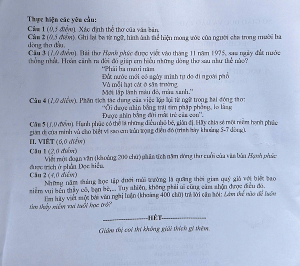 Giáo viên, học sinh nói gì về đề thi môn Ngữ văn lần đầu tiên thi theo chương trình mới? -0