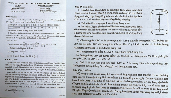 Đề thi Toán vào lớp 10 đổi mới, phát huy tốt năng lực của thí sinh -0