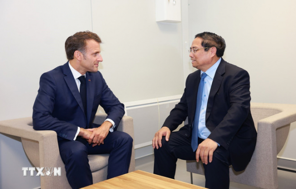 Thủ tướng Phạm Minh Chính hội kiến Tổng thống Pháp Emmanuel Macron -0