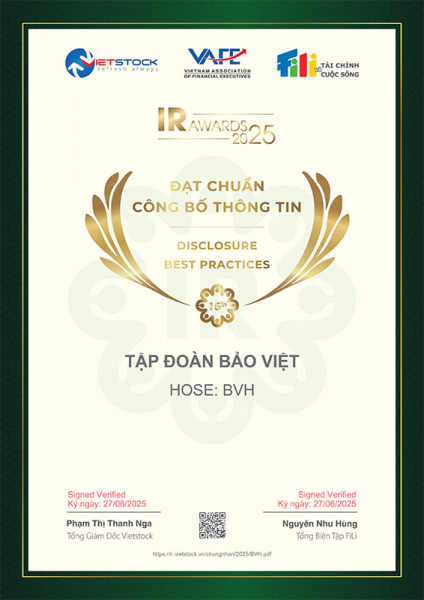 Bảo Việt - doanh nghiệp duy nhất trong ngành bảo hiểm được vinh danh liên tiếp trong “Danh sách 50 công ty niêm yết tốt nhất Việt Nam” (2013-2025) -0