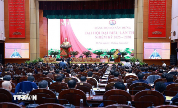 Đại hội đại biểu Đảng bộ Bộ Xây dựng lần thứ I, nhiệm kỳ 2025-2030. (Ảnh: Dương Giang/TTXVN)