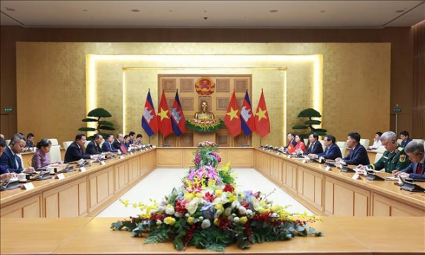 Thủ tướng Phạm Minh Chính hội kiến Chủ tịch Đảng Nhân dân Campuchia, Chủ tịch Thượng viện Campuchia Hun Sen -0