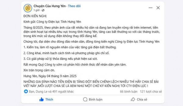 EVNNPC cảnh báo về việc lan truyền thông tin “copy” kiến nghị liên quan đến tiền điện tháng 8 -0