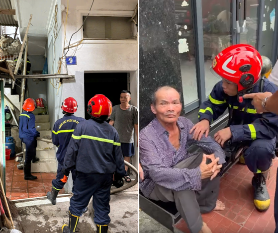 Cụ ông 70 tuổi được Cảnh sát cứu thoát khỏi đám cháy -0