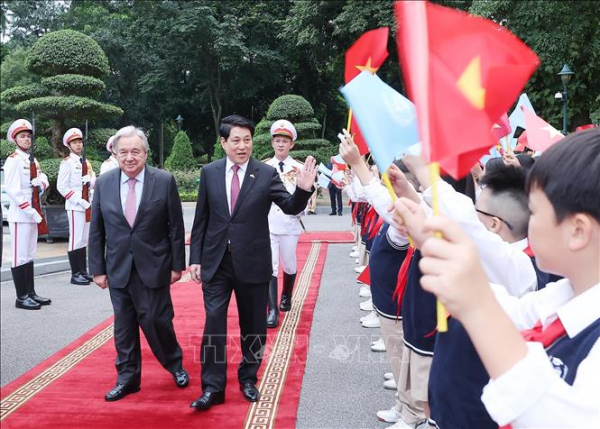 Chủ tịch nước Lương Cường chủ trì lễ đón chính thức Tổng Thư ký Liên hợp quốc -0