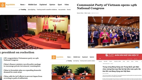 Truyền thông quốc tế tiếp tục đưa tin đậm nét về Đại hội XIV của Đảng