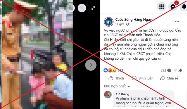 Bác bỏ thông tin người phụ nữ ở Thanh Hóa quỳ gối cầu xin CSGT -0