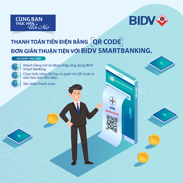 Thanh toán tiền điện bằng QR code - Đơn giản thuận tiện với BIDV Smartbanking -0