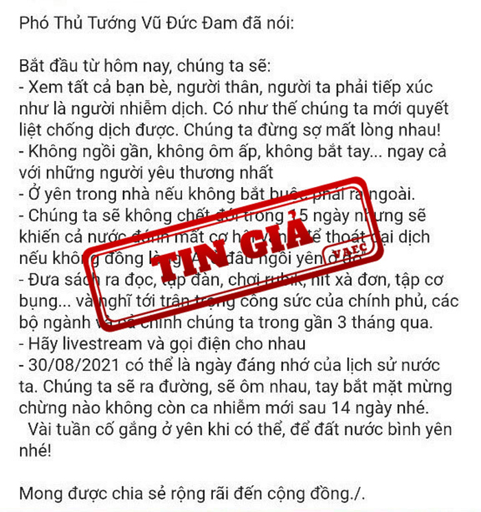 Cáº£nh Bao Hiá»‡n TÆ°á»£ng Giáº£ Máº¡o Phat Ngon Chá»‰ Ä'áº¡o Chá»'ng Dá»‹ch Cá»§a Pho Thá»§ TÆ°á»›ng VÅ© Ä'á»©c Ä'am Bao Cong An Nhan Dan Ä'iá»‡n Tá»­