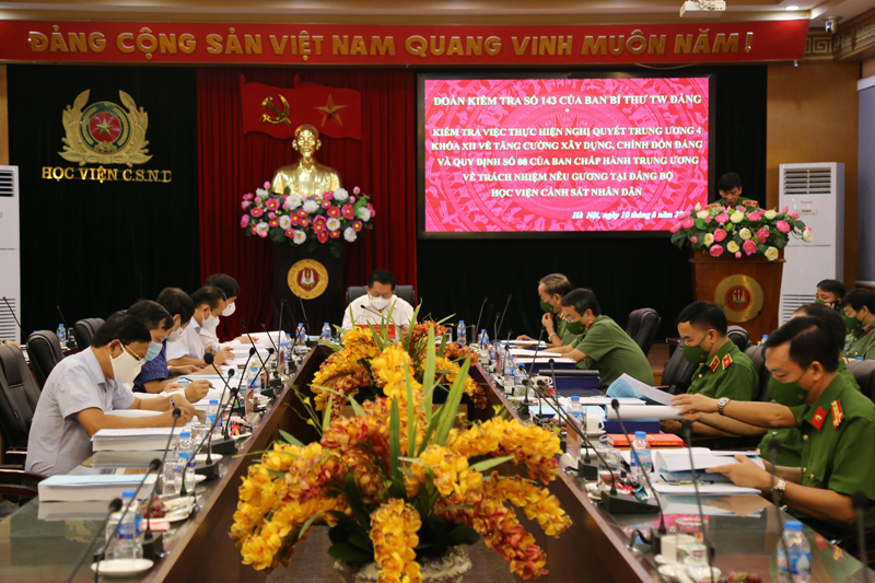 Đoàn kiểm tra của Ban Bí thư Trung ương Đảng làm việc với Đảng bộ Học viện CSND -0