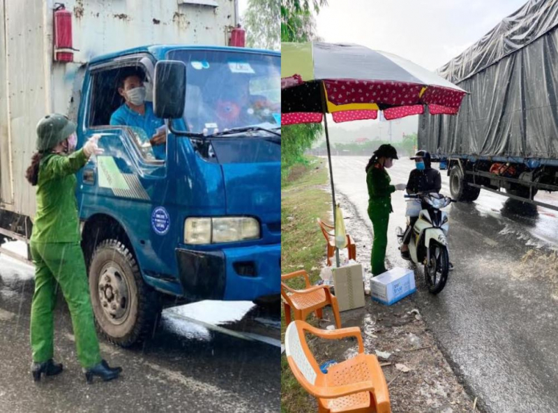 Xúc động khoảnh khắc nữ Công an trực chốt qua nhà ngắm con -1