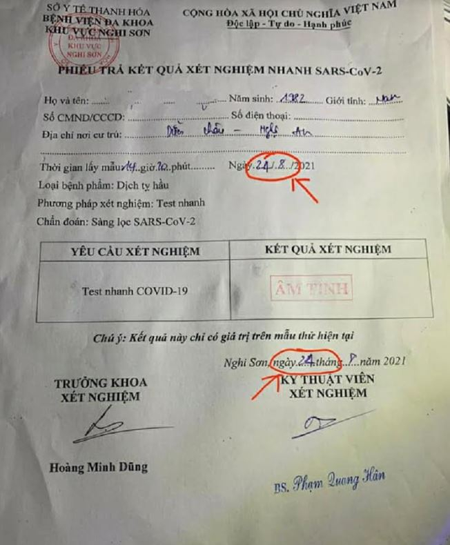 Tài xế sửa phiếu xét nghiệm test nhanh để “tiện” lưu thông -1