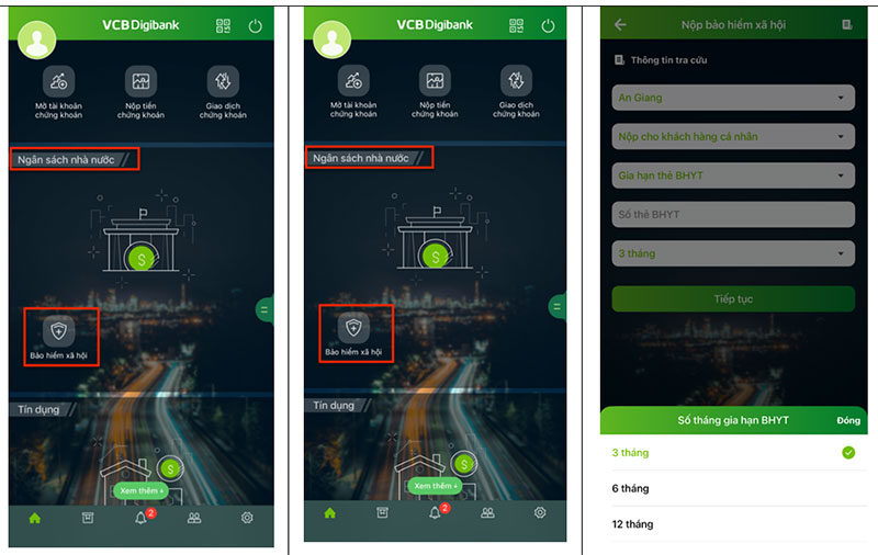 Đóng tiếp BHXH tự nguyện, gia hạn thẻ BHYT qua ứng dụng trực tuyến của ngân hàng -0