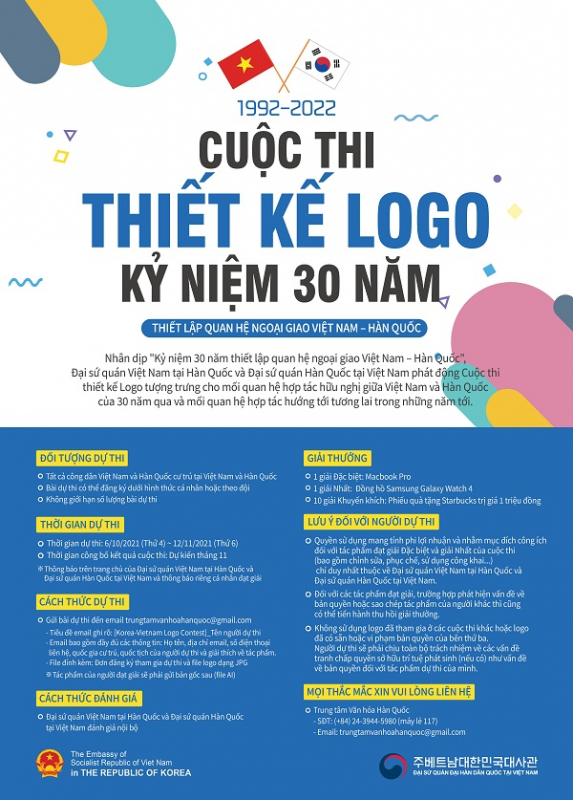 Thi thiết kế logo kỷ niệm 30 năm quan hệ ngoại giao Việt Nam – Hàn ...