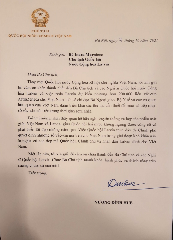 Latvia nhượng vaccine phòng COVID -19 cho Việt Nam -0