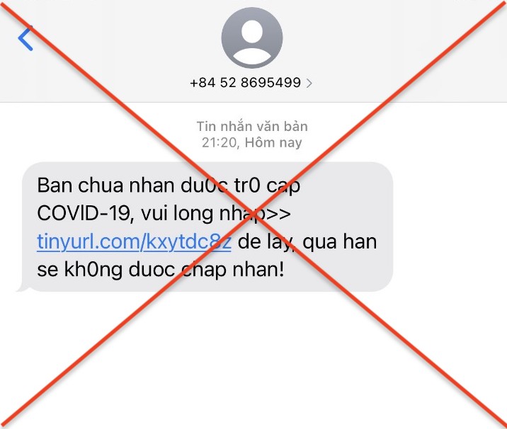 Cảnh giác khi nhận được các tin nhắn lừa đảo thông báo về việc nhận trợ cấp vì dịch COVID-19 -0