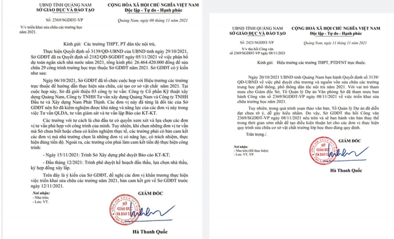 Sở GD&ĐT Quảng Nam thu hồi văn bản “giới thiệu” 3 công ty tư vấn sửa chữa 29 trường học -0