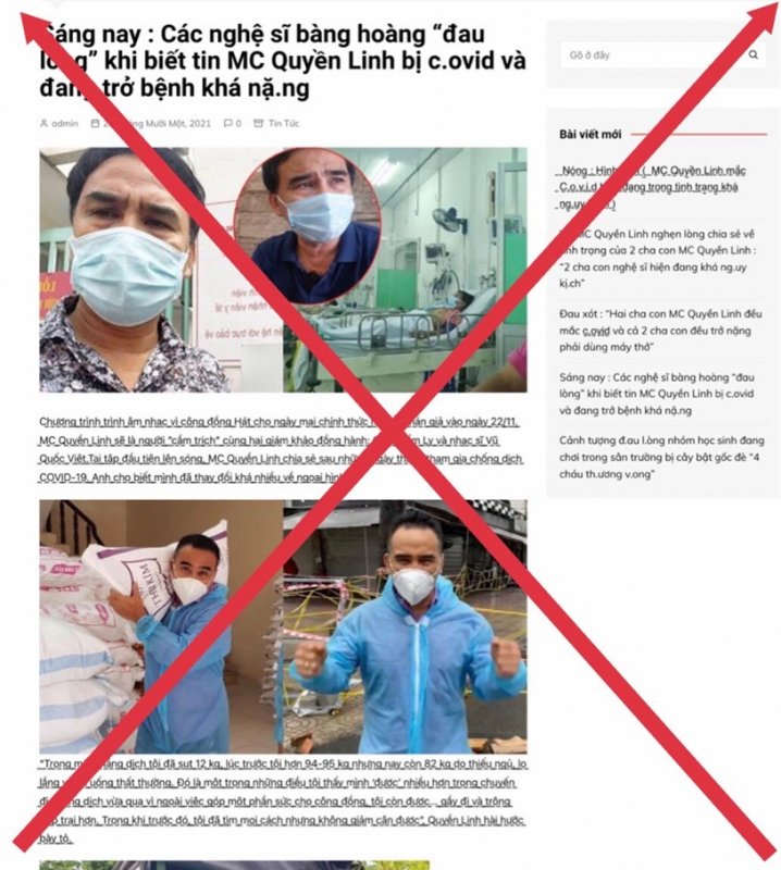 Thông tin MC Quyền Linh bị nhiễm COVID-19 phải thở máy là sai sự thật -0