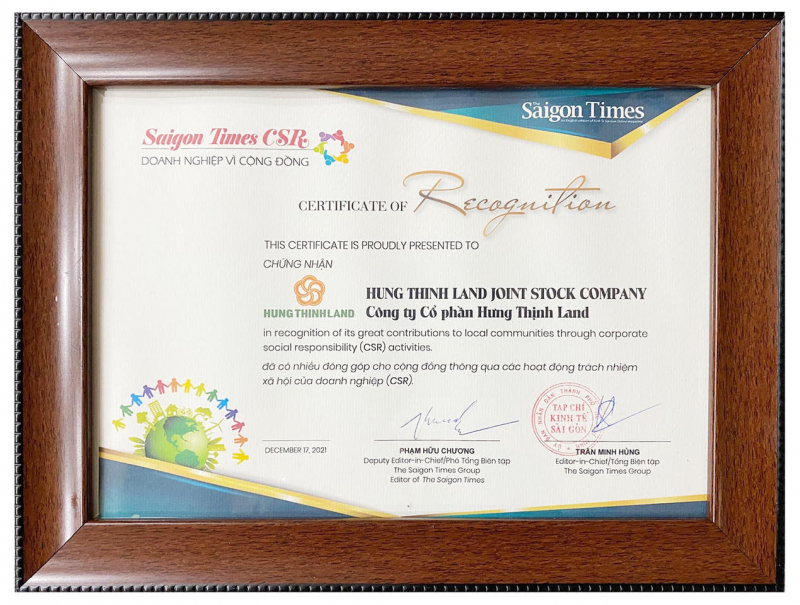 Hưng Thịnh Land được vinh danh Doanh nghiệp vì cộng đồng – SAIGON TIMES CSR 2021 -0