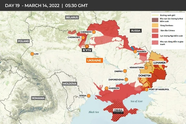 Bảng thống kê bản đồ kiểm soát Ukraine trong năm 2024