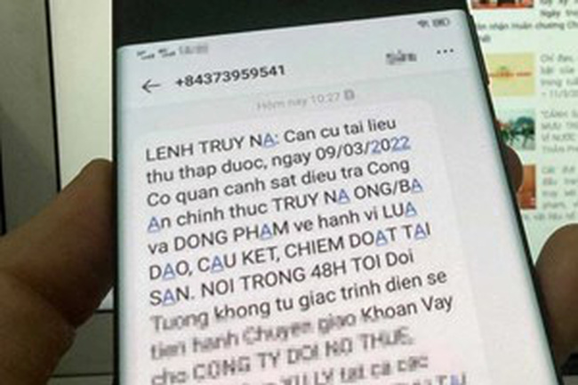 Cục cảnh sát hình sự khuyến cáo tin nhắn nội dung “Lệnh truy nã” -0
