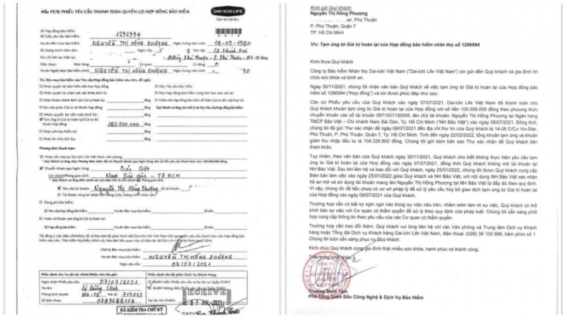 Nhân viên công ty bảo hiểm giả chữ ký khách hàng để rút tiền -0