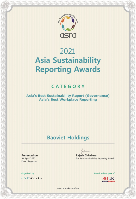 Bảo Việt - đại diện duy nhất của Việt Nam đoạt giải Vàng Báo cáo Phát triển bền vững Quản trị công ty tốt nhất Châu Á  -0