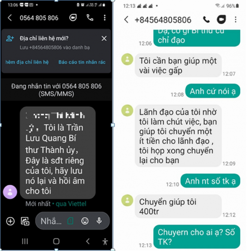 Mạo danh Bí thư Thành ủy nhắn tin… vay tiền -0