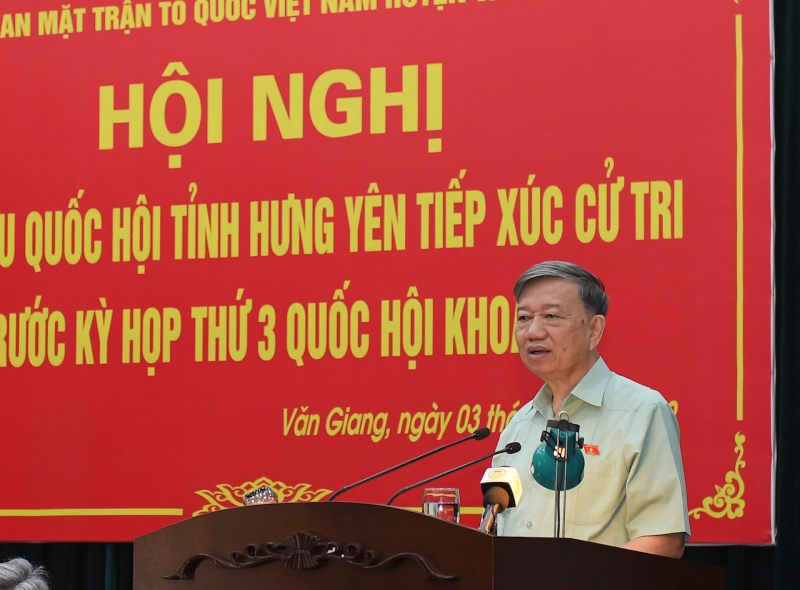 Bộ trưởng Tô Lâm tiếp xúc cử tri huyện Văn Giang, tỉnh Hưng Yên -0