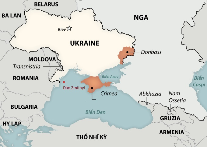 Bản đồ bản đồ đảo rắn ukraine đầy đủ
