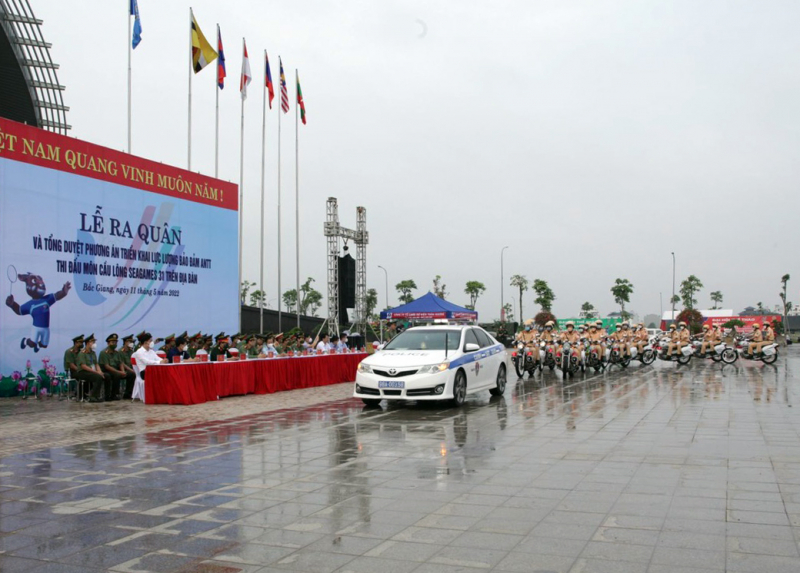 Công an Bắc Giang ra quân và tổng duyệt bảo đảm ANTT SEA Games 31 -0