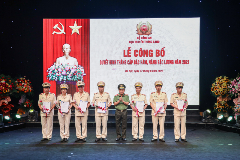 Cục Truyền thông CAND công bố các quyết định thăng cấp bậc hàm, nâng bậc lương năm 2022 -0