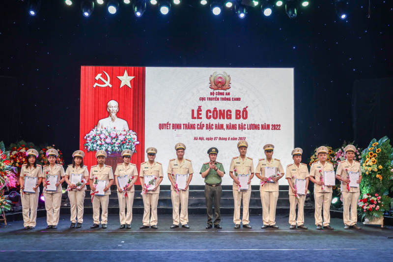 Cục Truyền thông CAND công bố các quyết định thăng cấp bậc hàm, nâng bậc lương năm 2022 -0