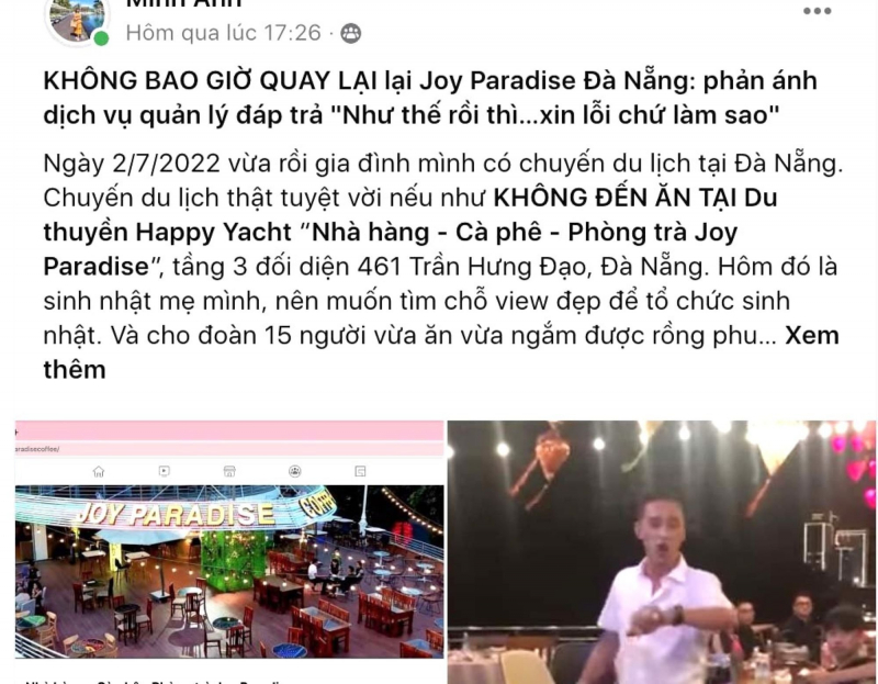 Một nhà hàng tại Đà Nẵng bị buộc công khai xin lỗi du khách vì thái độ phục vụ và hóa đơn thanh toán không rõ ràng -1