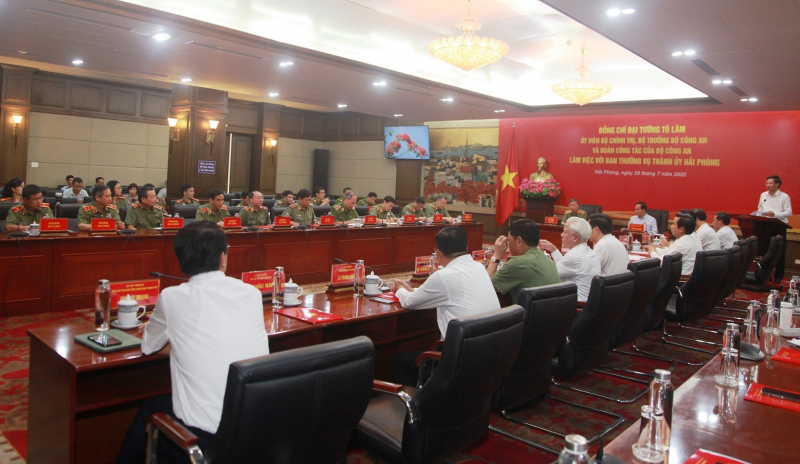 Bộ trưởng Tô Lâm dẫn đầu Đoàn công tác Bộ Công an làm việc tại Hải Phòng -0