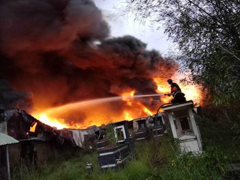 Đang cháy lớn xưởng sản xuất rộng hàng ngàn mét vuông ở Đức Hòa-Long An -0