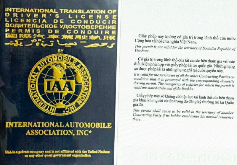 Giấy phép lái xe quốc tế IAA không được sử dụng hợp pháp tại Việt Nam -0