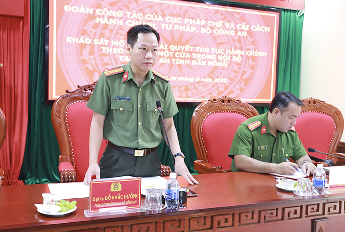 Đoàn khảo sát của Bộ Công an đánh giá cao Bộ phận một cửa nội bộ Công an Đắk Nông -0