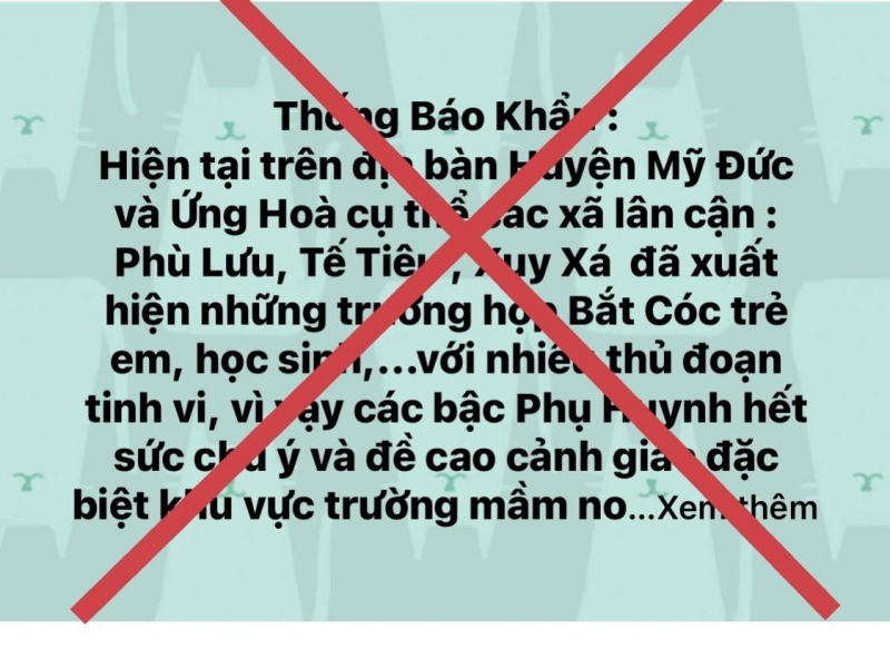Xử lý nghiêm đối tượng thông tin thất thiệt bắt cóc trẻ em ở Hà Nội