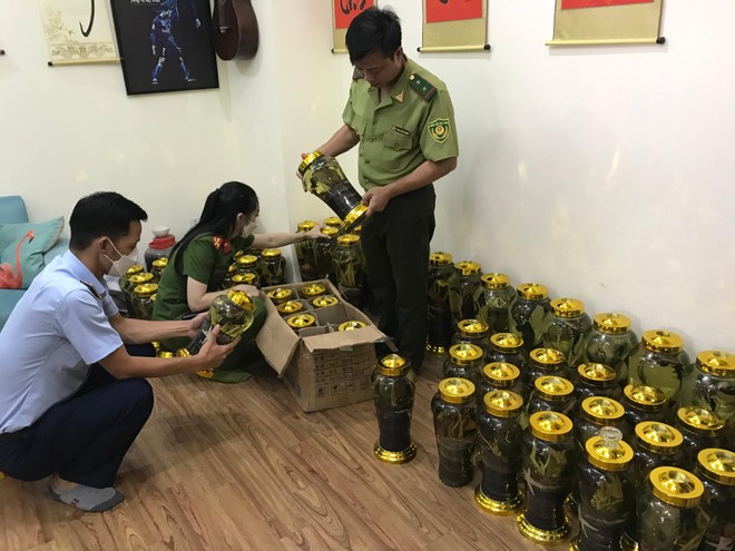 Thu giữ hơn 100 bình rượu ngâm động vật không rõ nguồn gốc -0