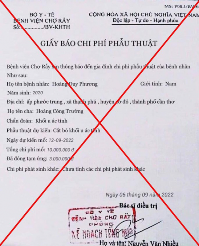 Cảnh báo tình trạng mượn danh bệnh viện Chợ Rẫy để lừa gạt qua mạng xã hội -0